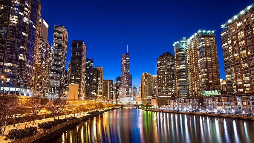 Chicago city USA Canal Rivers Waterfront, Chicago PC HD wallpaper