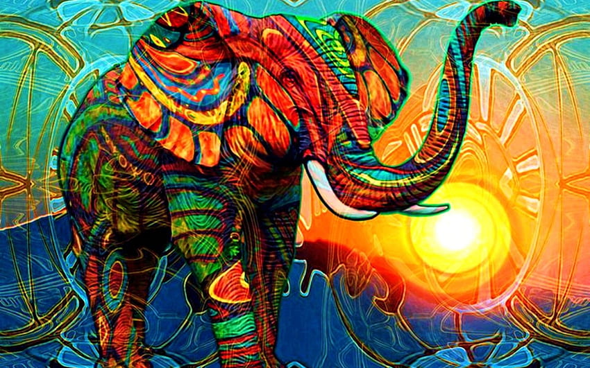 Elephant Art, Hindu Elephant HD wallpaper