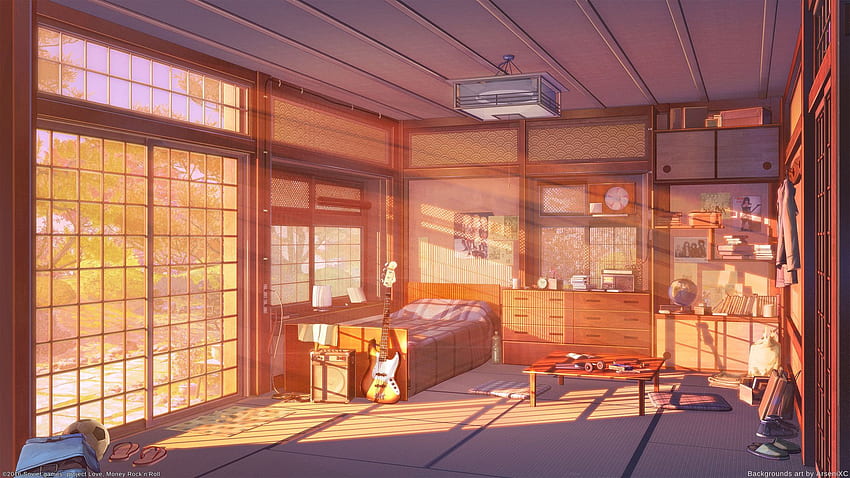 Anime-Schlafzimmerlandschaft, bequem HD-Hintergrundbild