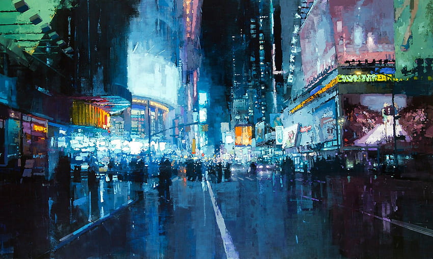 artwork city road lights painting times square new, NYC Abstract HD wallpaper