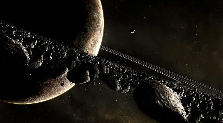 Universe, Ring, Planet, Asteroids HD wallpaper