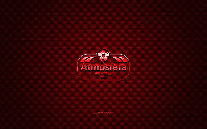 FK Atmosfera, Lithuanian football club, red logo, red carbon fiber background, A Lyga, football, Mazeikiai, Lithuania, FK Atmosfera logo HD wallpaper
