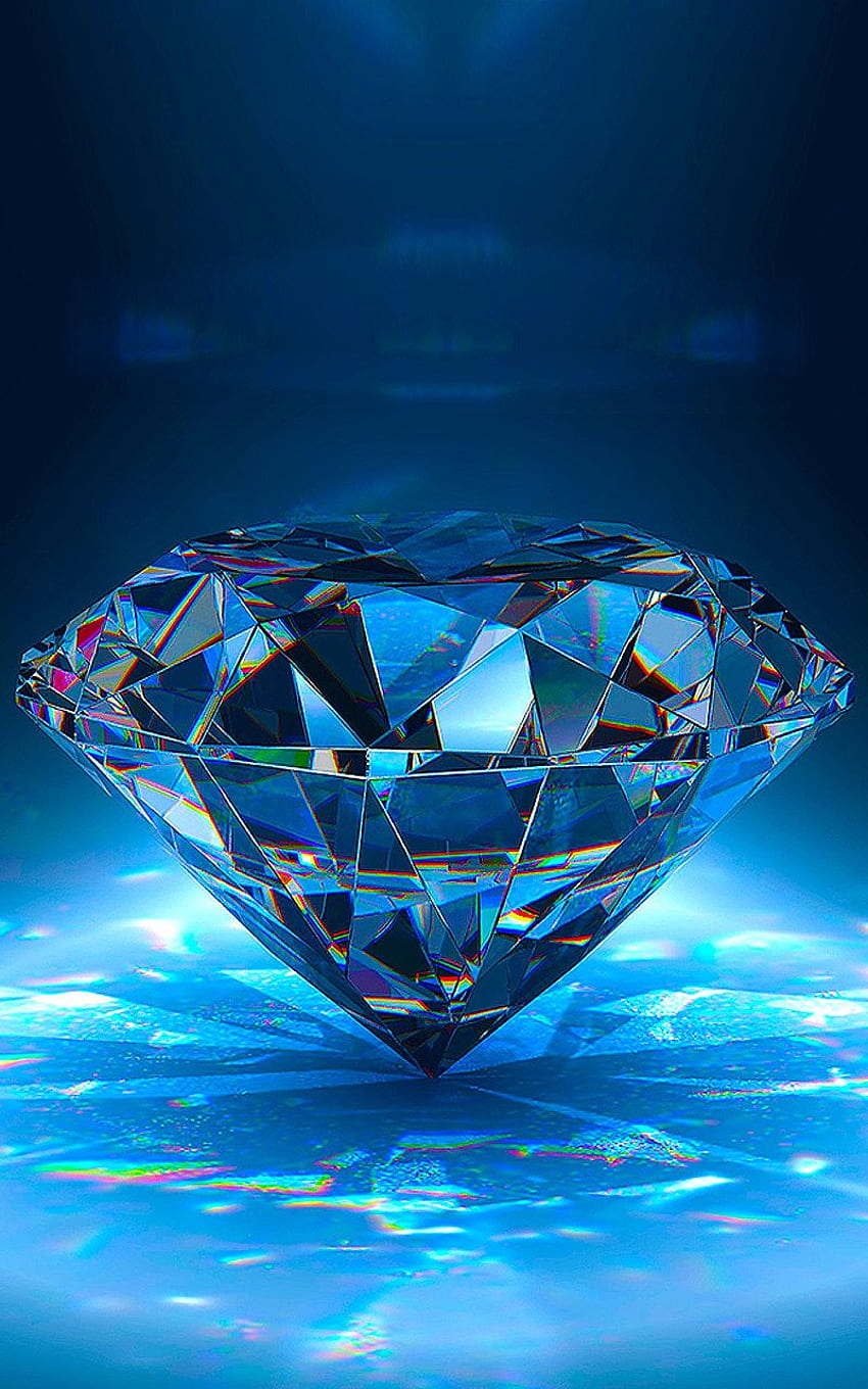 動くダイヤモンド、ブルーダイヤモンドハート HD電話の壁紙