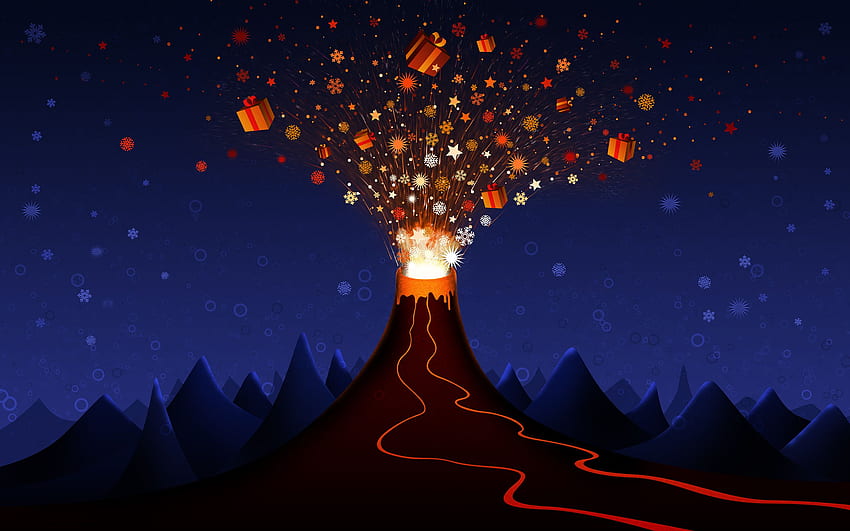 Świąteczny wulkan , . All For, Merry Christmas Podwójny ekran Tapeta HD