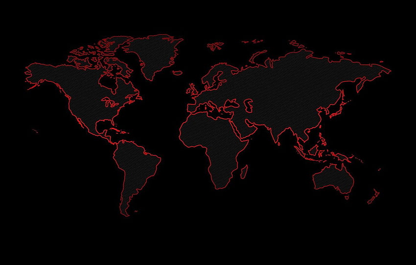 earth, the world, continents, black background, world map for , section разное, Red World Map HD wallpaper
