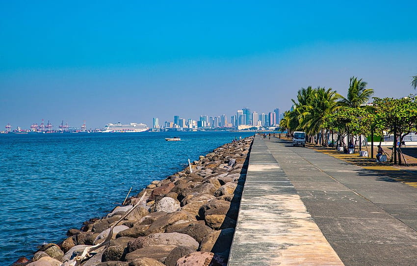 promenade, Philippines, Manila Bay, Pasay, Mall of Asia for , section город, Manila Skyline HD wallpaper
