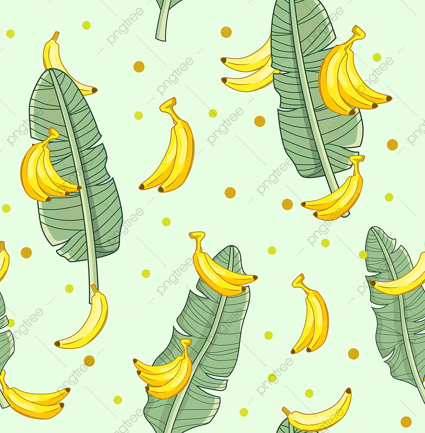 Fruta doce de banana amarela de fundo com folha verde, verão, sem costura, plano de fundo para Papel de parede de celular HD