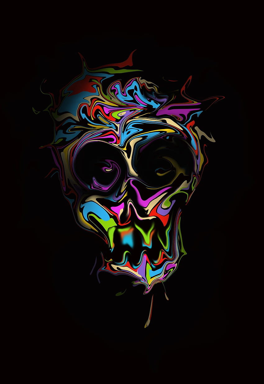 色とりどりの頭蓋骨のアートワーク デジタル アート HD電話の壁紙