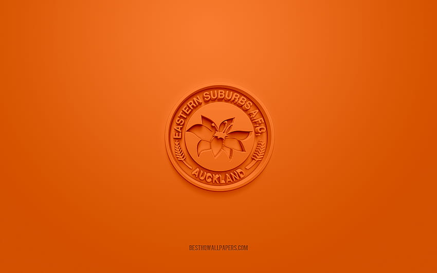 Eastern Suburbs AFC, creative 3D logo, orange background, New Zealand Football Championship, 3d emblem, NZFC, New Zealand Football Club, Auckland, football, Eastern Suburbs AFC 3d logo HD wallpaper