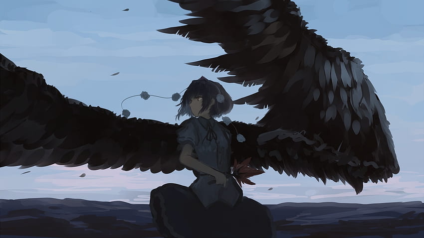 Touhou, black wings, aya shameimaru HD wallpaper