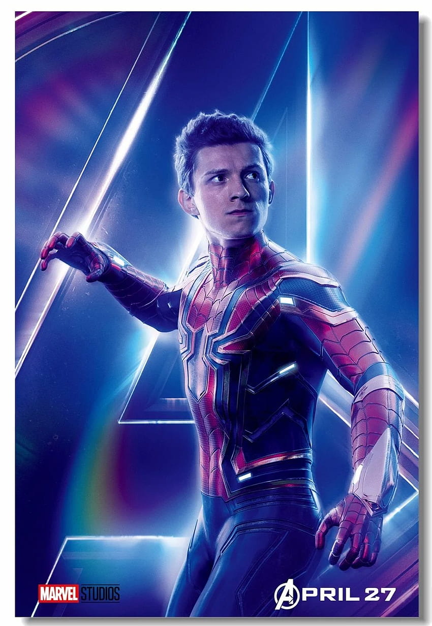 5,99 USD 25% ZNIŻKI. Niestandardowe płótno malowanie ścian Tom Holland plakat Iron Spider-Man naklejki wojna w nieskończoności avengers Mural do salonu Tapeta na telefon HD