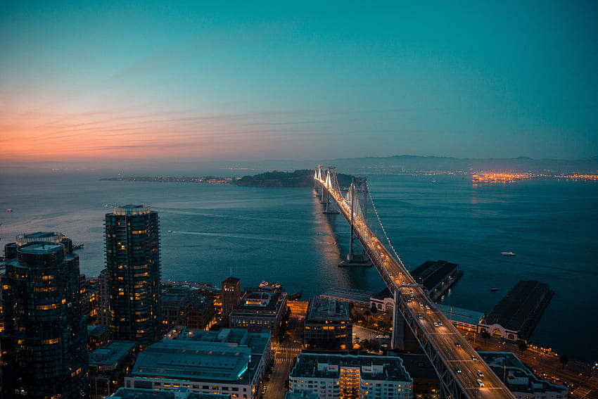 Cities, View From Above, Night City, Bridge, San Francisco HD wallpaper