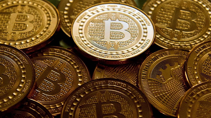 Pièces de monnaie Bitcoin ordinateur Internet argent technologie de trésorerie techniques numériques. Fond d'écran HD