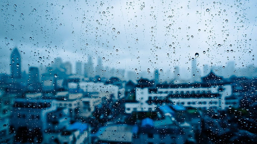 Nature: Water Drops Glass Window Panes Cities Rain New Nature, Rain On Glass HD wallpaper