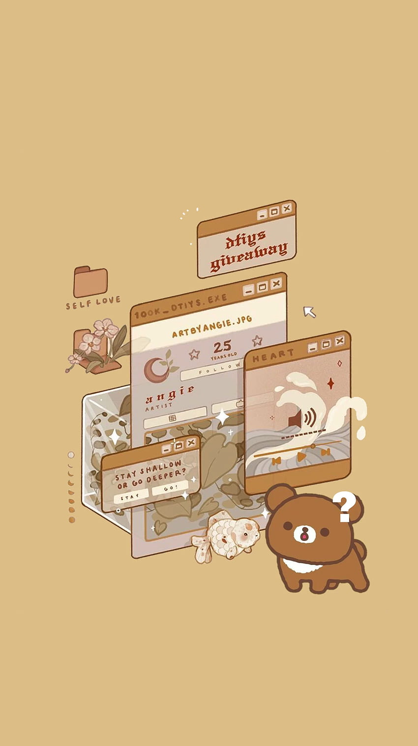 Aesthetic brown bear. Rilakkuma , Bear , Kawaii, Cute Brown Bear HD phone wallpaper