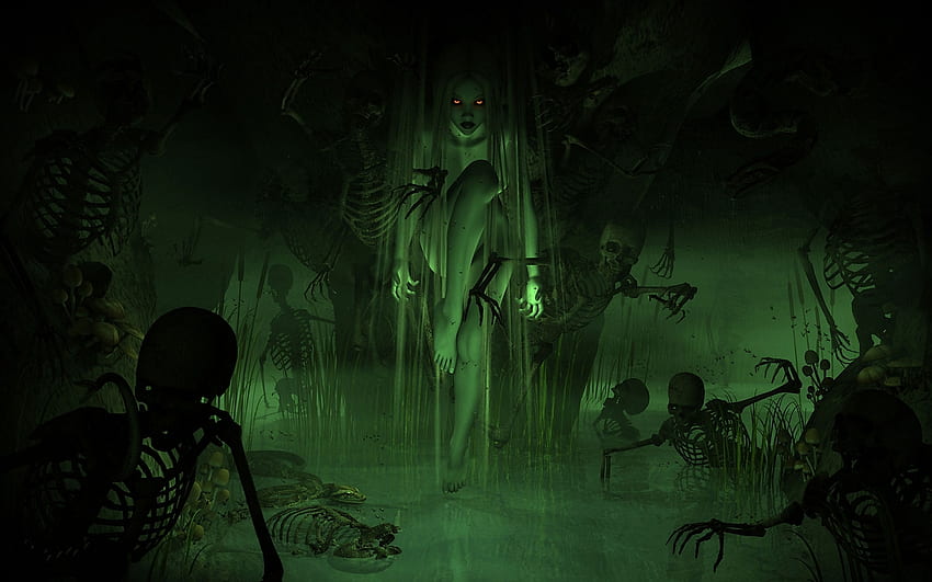 dark horror evil women girl swamp demon skeleton skull [] for your , Mobile & Tablet. Explore Dark Satanic . Satanic , Satanic Pentagram , Occult HD wallpaper