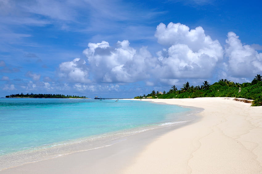 Плаж, природа, пясък, лято, Малдиви HD тапет