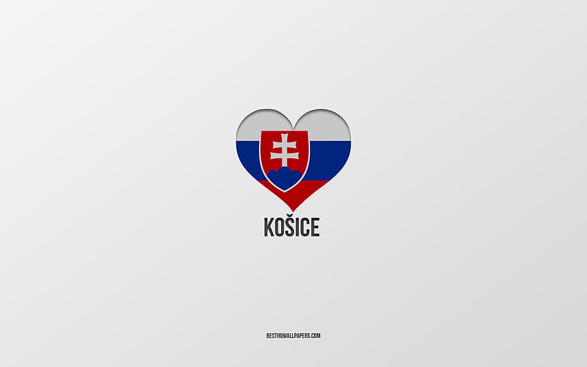 I Love Kosice, Slovak cities, Day of Kosice, gray background, Kosice, Slovakia, Slovak flag heart, favorite cities, Love Kosice HD wallpaper