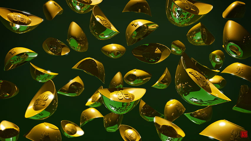 ArtStation - Raining Gold Ingots!, Gold Rain HD wallpaper