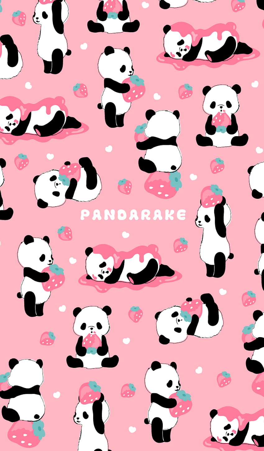 A strawberry and the panda which are love Lee are collaboration. It is PANDARAKE strawberry taste. Cute panda , Panda , Cute cartoon HD phone wallpaper
