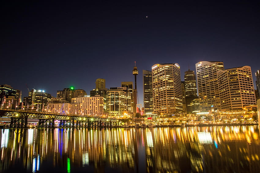 Skyline von Sydney vom Darling Harbour in New South Wales, Australien - Stock - Public Domain HD-Hintergrundbild