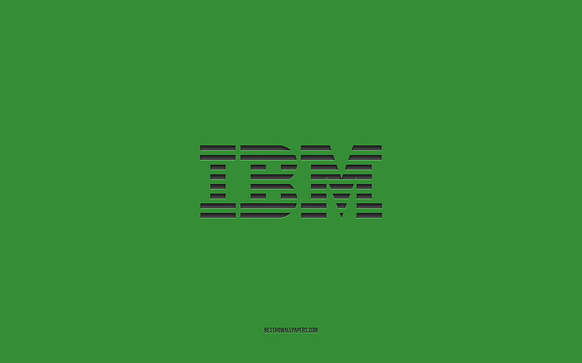 Лого на IBM, зелен фон, стилно изкуство, марки, емблема, IBM, текстура на зелена хартия, емблема на IBM HD тапет