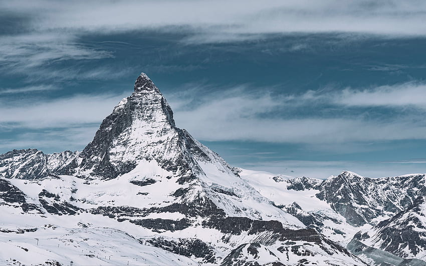 Mountain, peak, snowy, mountain range, landscape ultra 16:10 background ...
