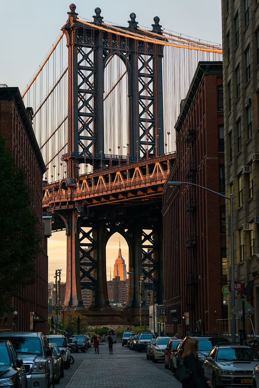 Wasser & Washington. Manhattan-Brücke, Manhattan New York, Brooklyn, Dumbo New York HD-Handy-Hintergrundbild