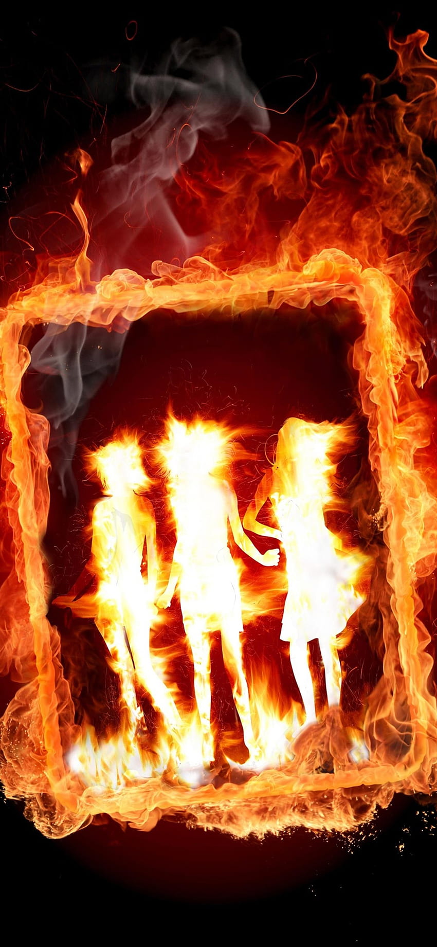 Girl Frame in Fire - Android Phone HD phone wallpaper