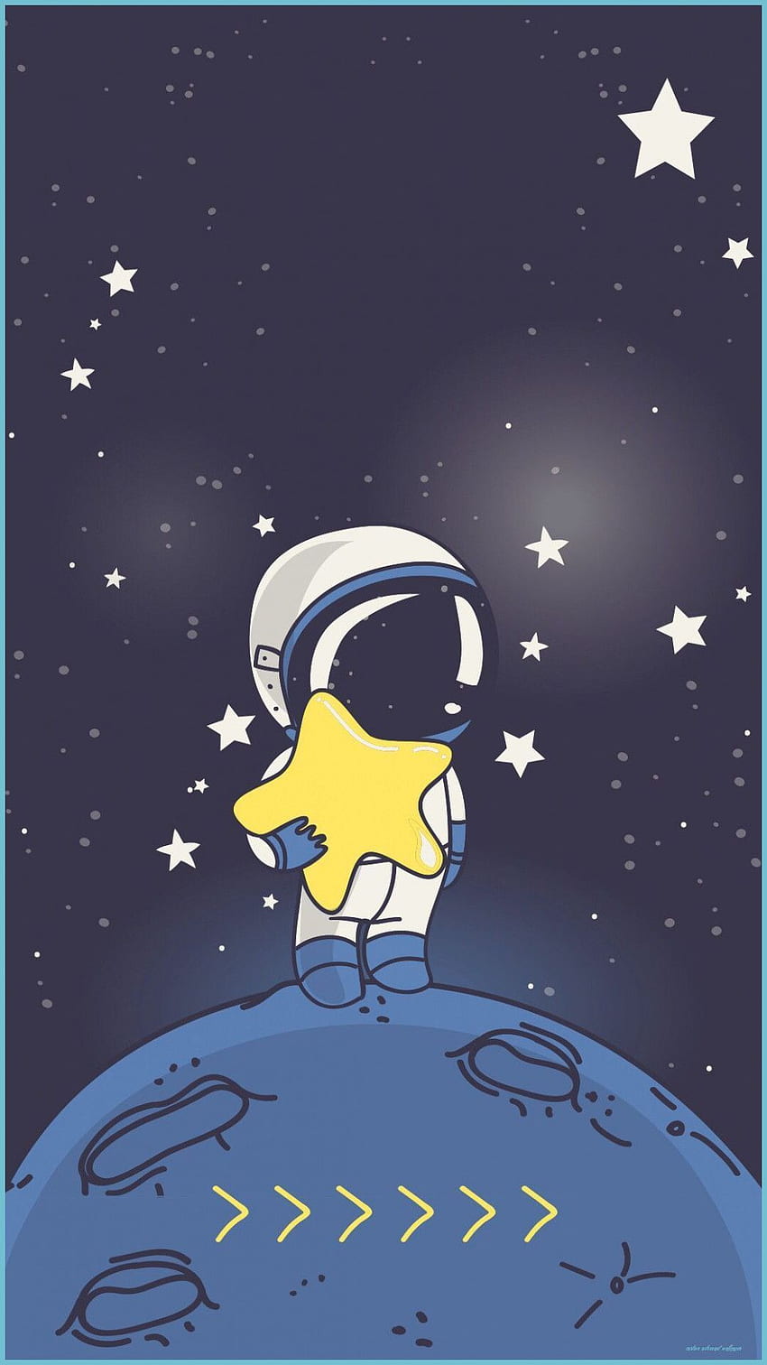 Illustration, Zeichentrick, Astronaut, Himmel, Grafikdesign, Weltraum - Cartoon Astronaut HD-Handy-Hintergrundbild