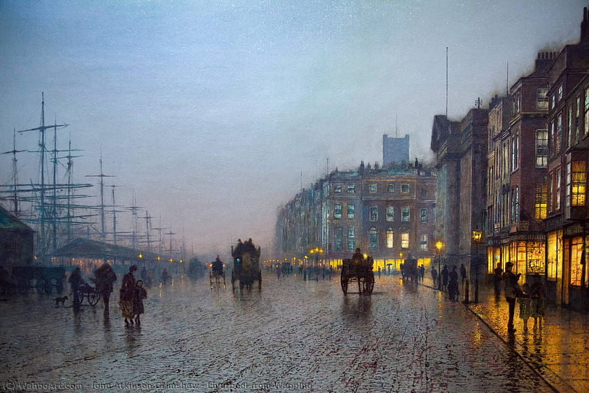 Sanat Reprodüksiyonları. Wapping'den Liverpool, 1875, John Atkinson Grimshaw (1836 1893, Birleşik Krallık) HD duvar kağıdı