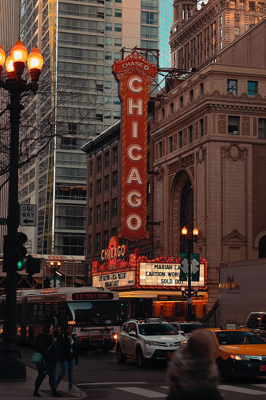 chicago, theatre, light, musical, phone , architecture, Street HD phone wallpaper