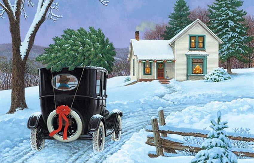 Wakacje John Sloane Piękny śnieg Boże Narodzenie y Sztuka Zimowy kraj. y świąteczne, Boże Narodzenie, Boże Narodzenie, Nostalgiczne Święta Tapeta HD