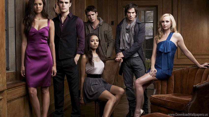 Actresses, Bennett, Bonnie, Caroline, Damon, Diaries - Vampire Diaries Cast - & Background HD wallpaper