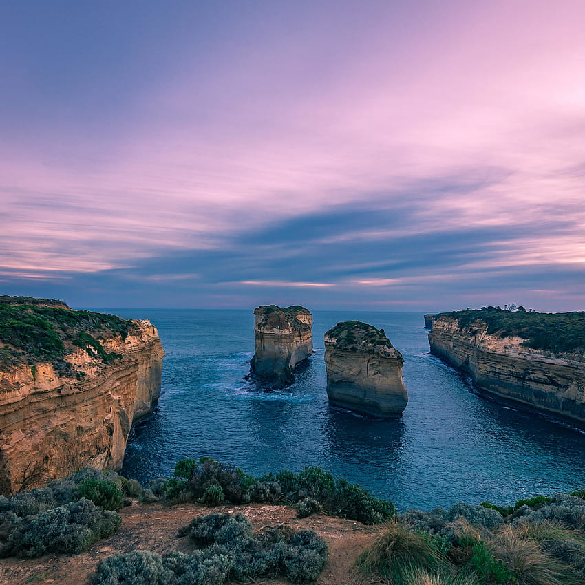 Sunset, sea cliffs, nature HD phone wallpaper