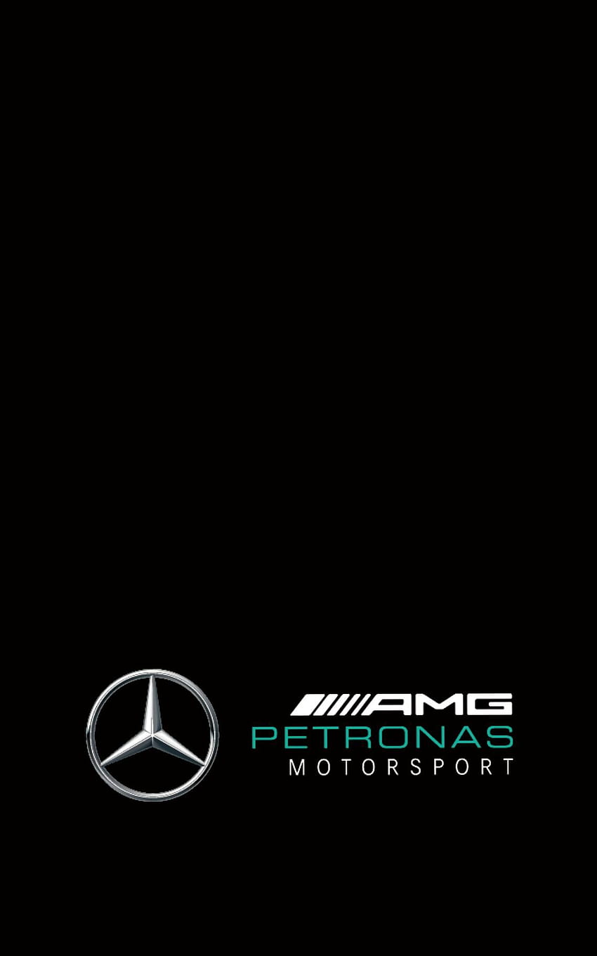Schwarzes Logo von AMG Petronas Motorsports niedrig. Mercedes, Mercedes-Logo, AMG-Logo, AMG-Symbol HD-Handy-Hintergrundbild