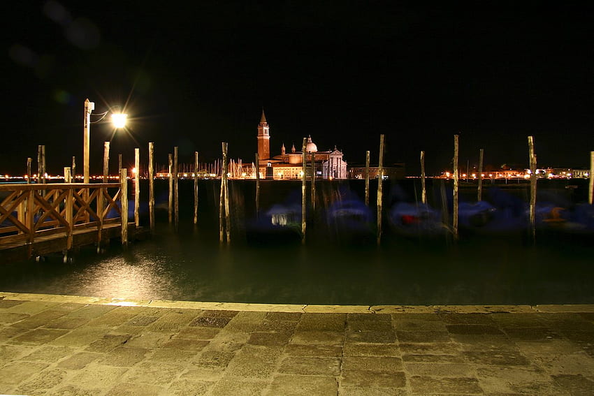 ベニスの眺め WDS、夜、海、都市、グラフィック、イタリア、ブドウ、ベニス、アドリア海、水 高画質の壁紙