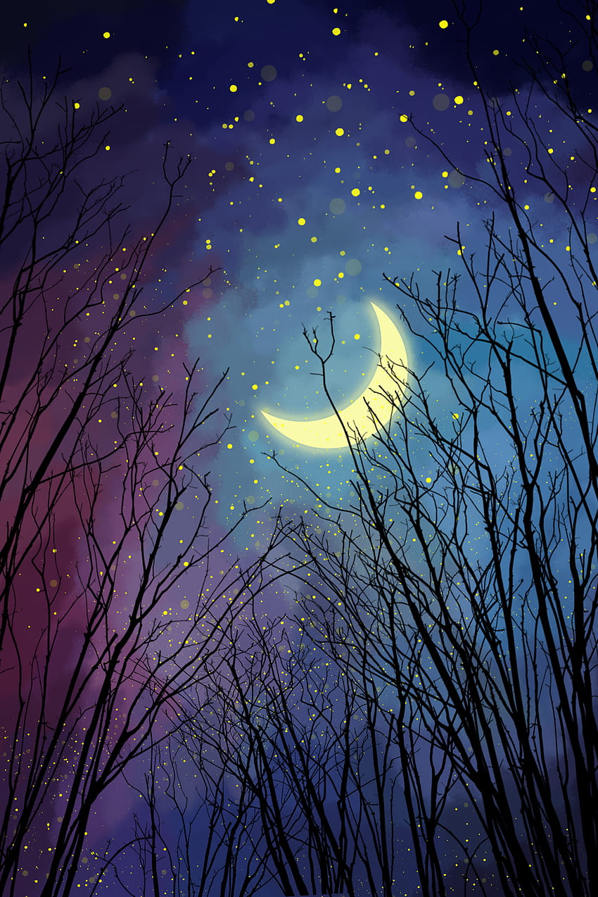 Estrellas, estrellas_luna, espacio-noche HD phone wallpaper
