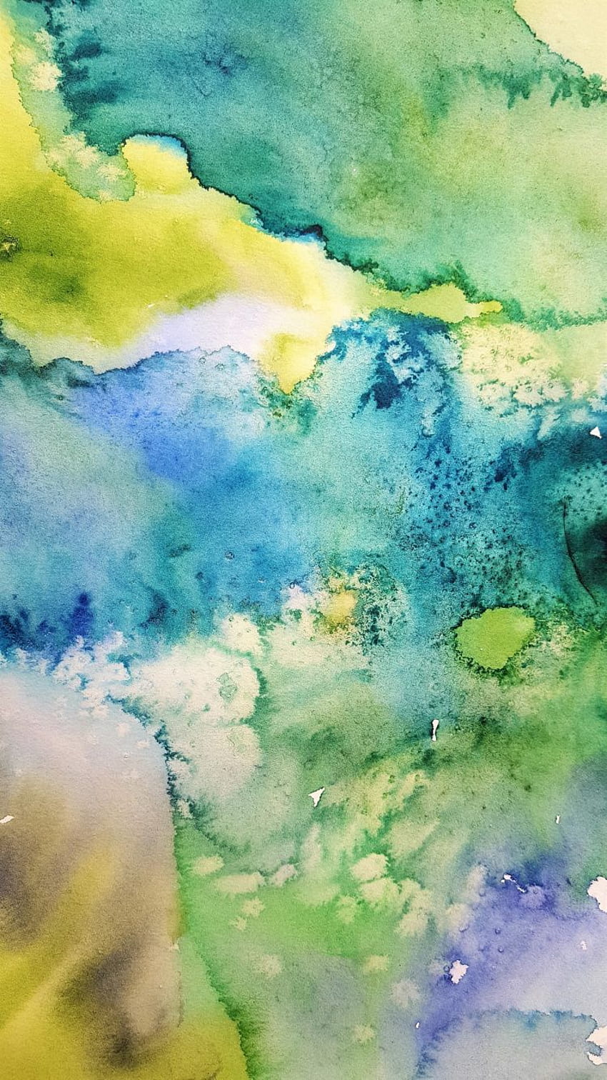 Azul verde, Acuarela, Obra de arte, Iphone 7, IPhone 8, Nubes de color fondo de pantalla del teléfono