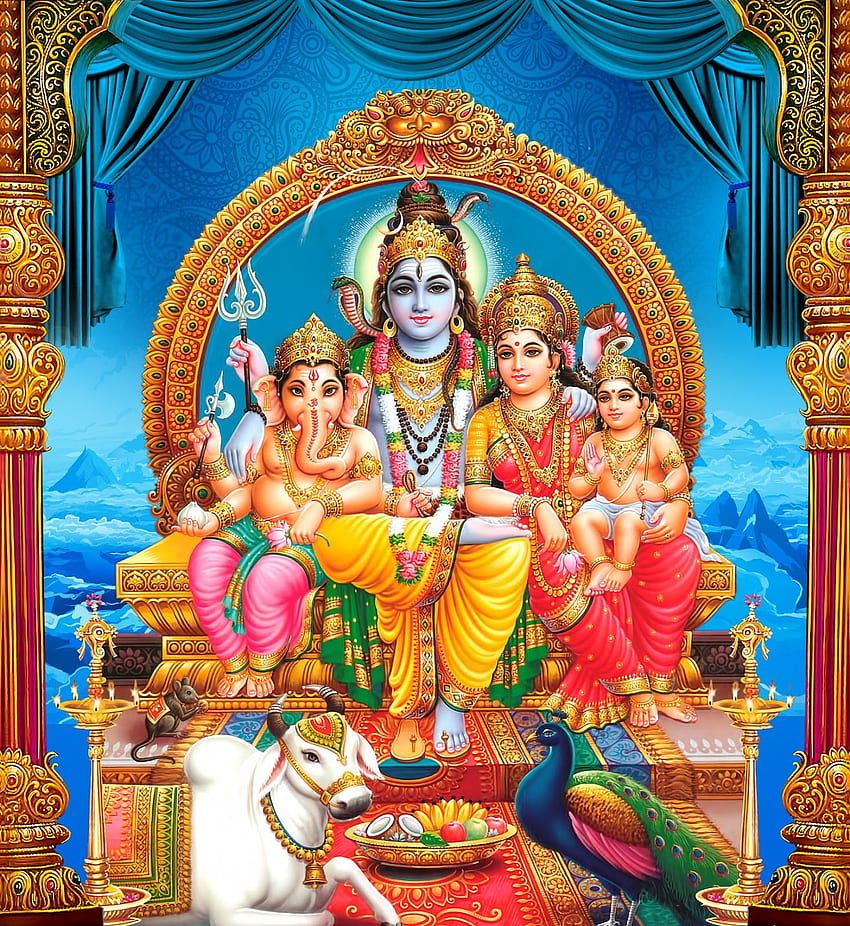 Lord shiva parvathi ganesha kartikeya sitting, Shiva Parvati HD ...