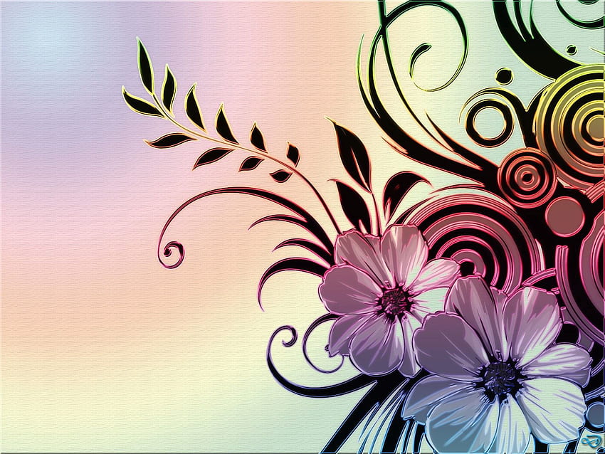Abstract, Flowers, Patterns, Light, , Drawing, Wavy, Light Coloured HD wallpaper