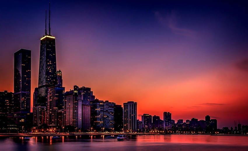 Architecture Bridges Chicago Cities City Francisco - Chicago, Night Chicago HD wallpaper