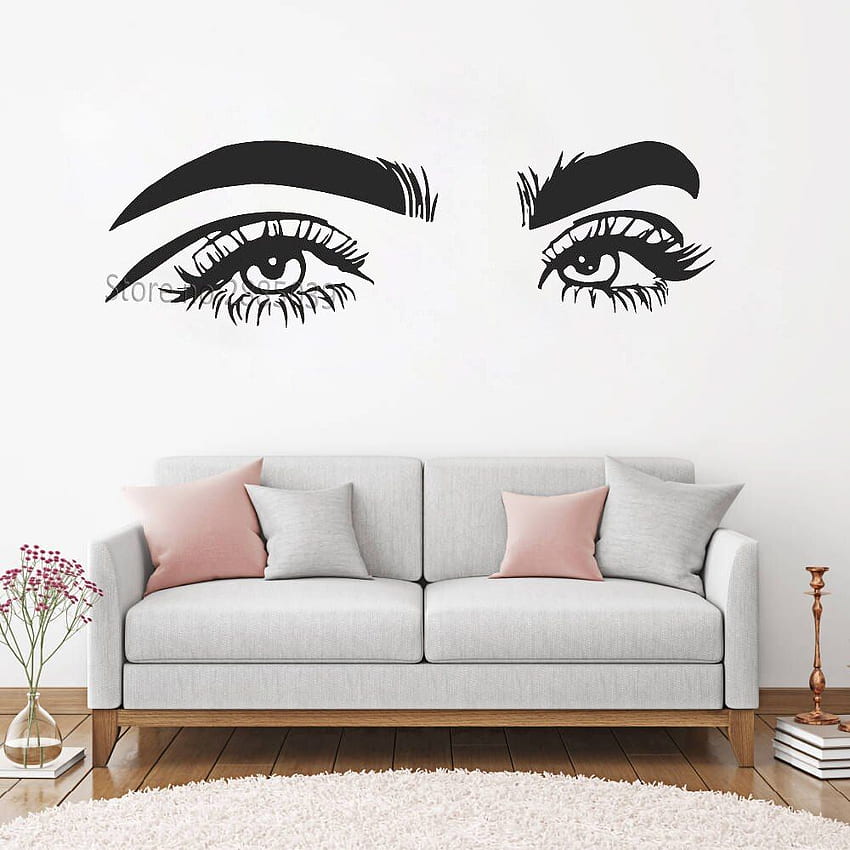 US $12.79 26% OFF. New Big Eyes Eyelashes Wall Decal Beautiful Eyelash Wall Stickers Lashes Beauty Shop Decals Posters Home Decor LC882 In HD phone wallpaper