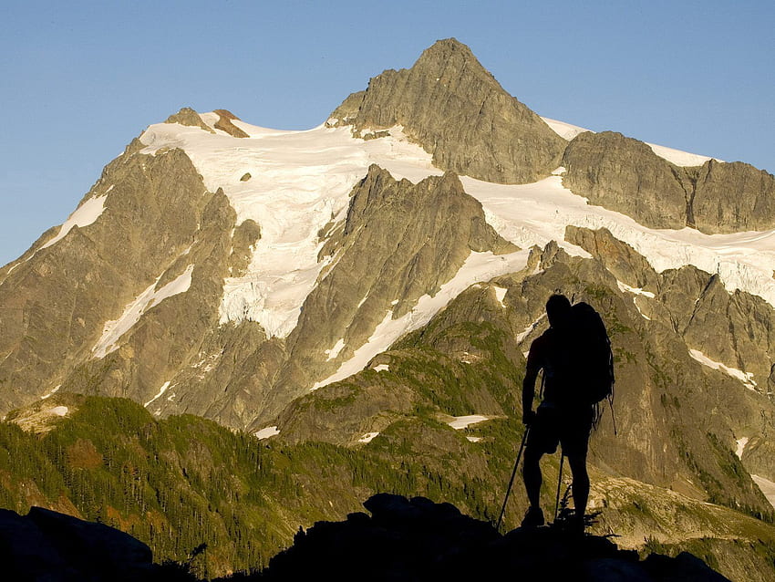 ธรรมชาติ ภูเขา หิมะ เงา มนุษย์ บุคคล นักปีนเขา นักไต่เขา วอลล์เปเปอร์ HD