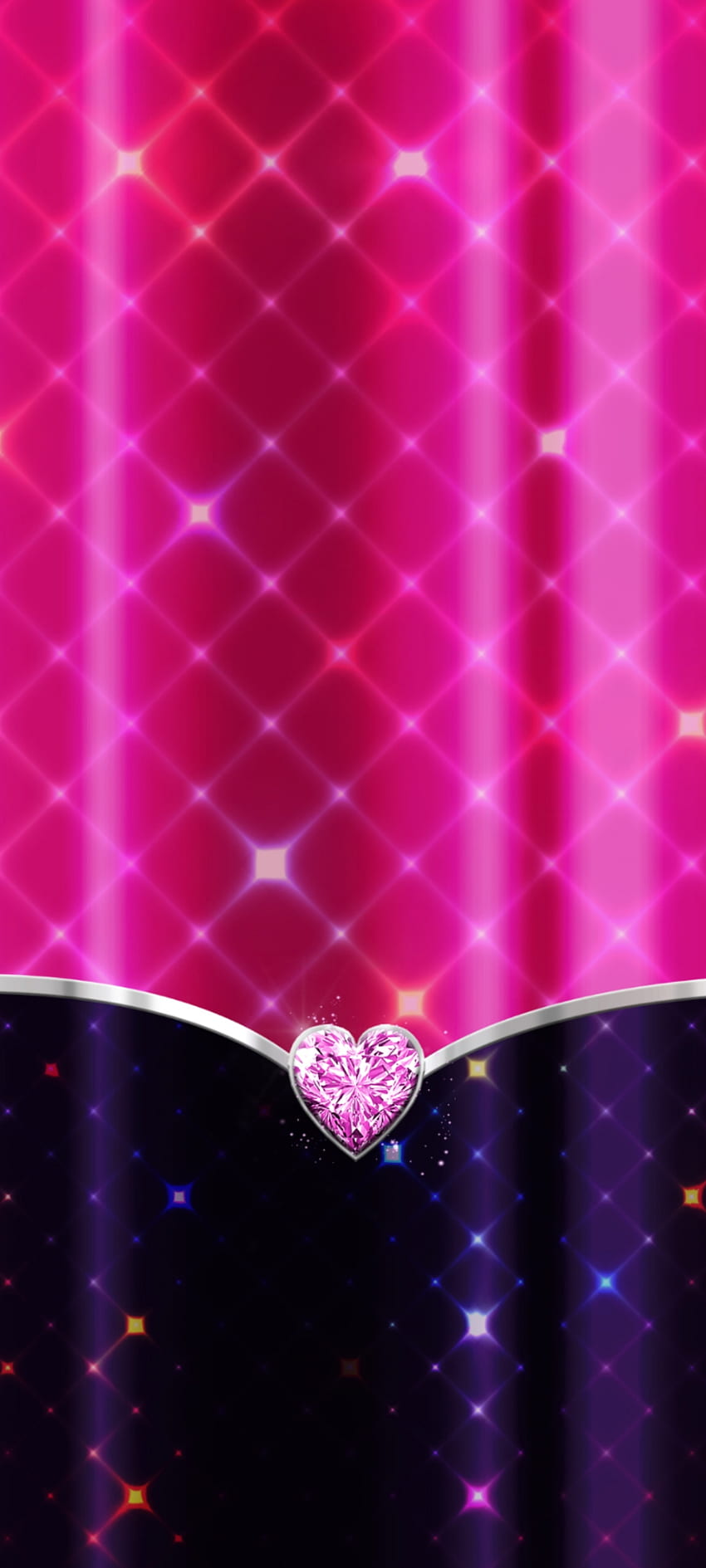 Pink Purple Heart, miłość, czerwień, magenta, diament, krzywa, metal, luksus, iphone Tapeta na telefon HD