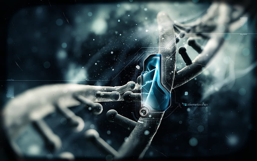 синьо, научна фантастика, аниме, ДНК, наука, схема, биология / и мобилен фон, мускулна биология HD тапет