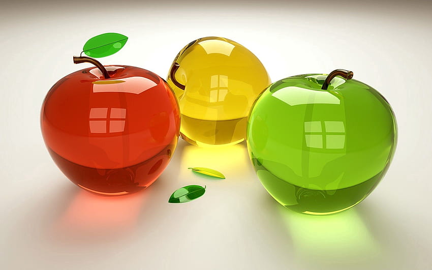 Früchte, 3D, Glas HD-Hintergrundbild