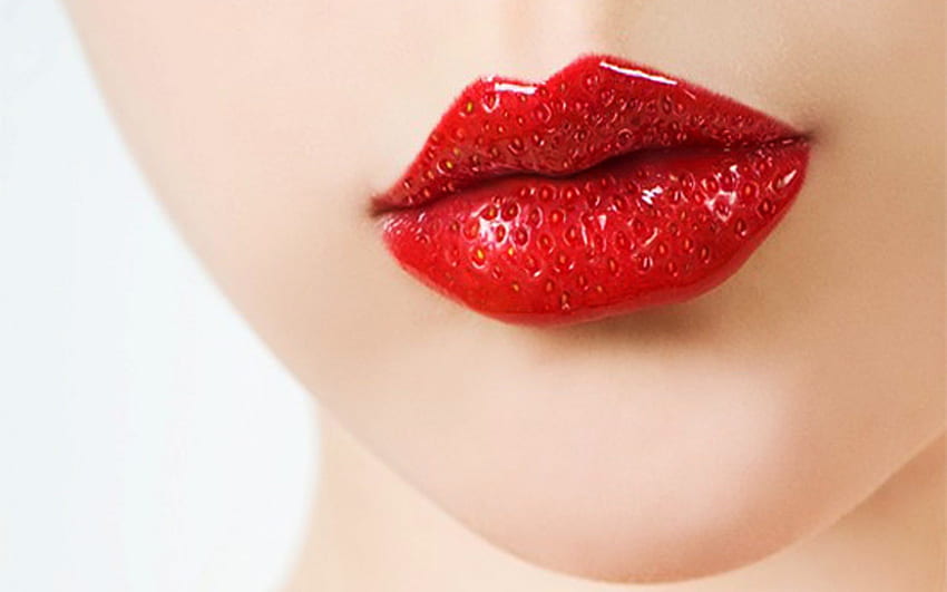 уста, сензорна, ягода, женственост, червено HD тапет