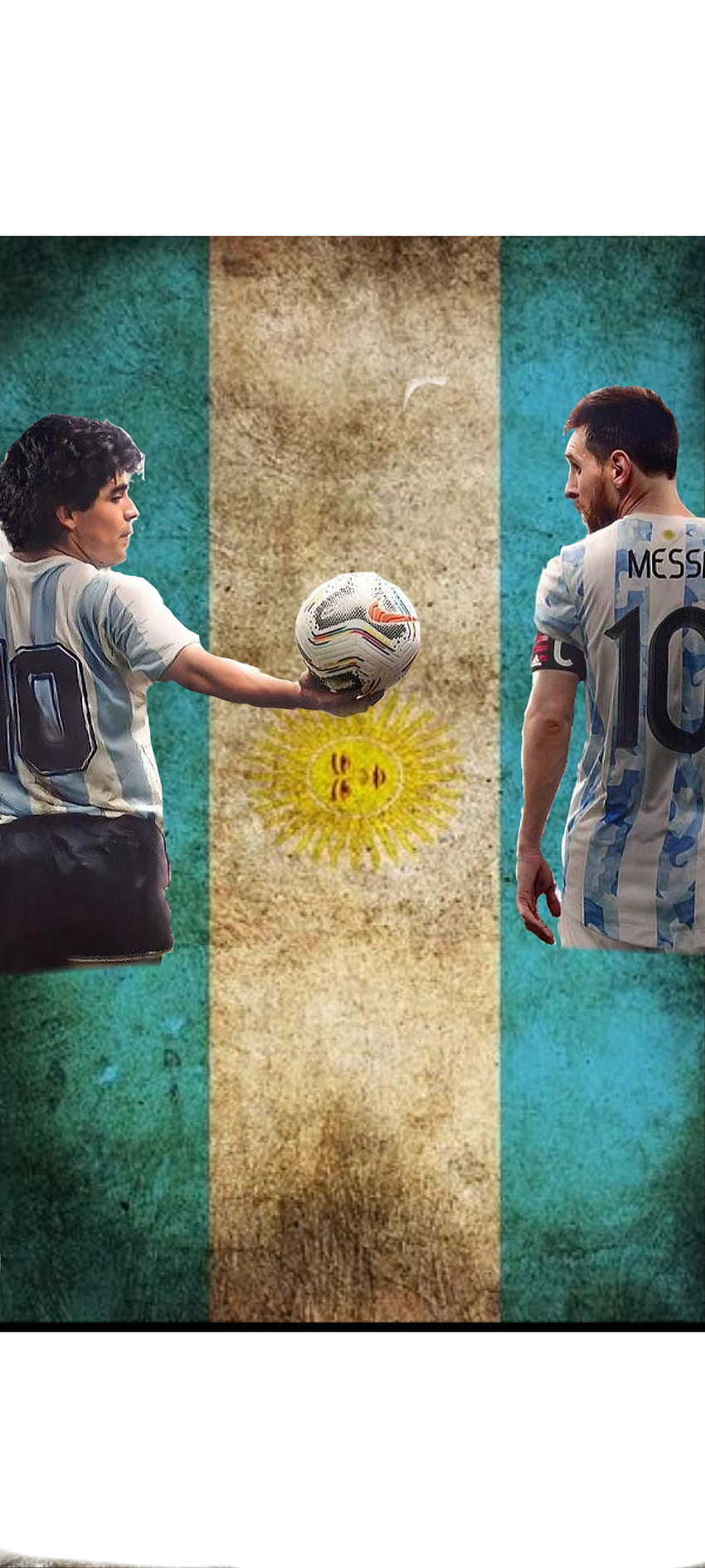 Lionel Messi and Diego Maradona  take the ball  by Bert Hooijer on  canvas poster wallpaper and more