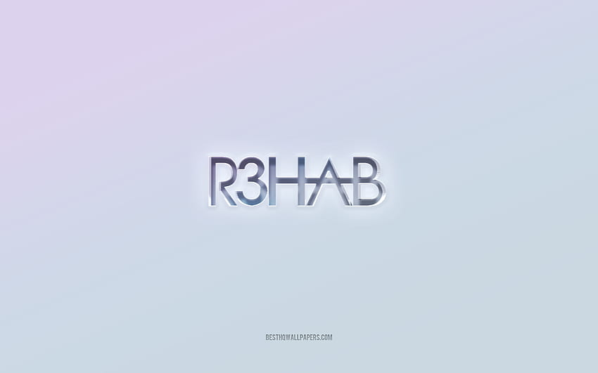 R3hab logo, cut out 3d text, white background, R3hab 3d logo, R3hab emblem, R3hab, embossed logo, R3hab 3d emblem HD wallpaper